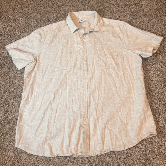Sonoma Goods For Life Other - Sonoma Goods For‎ Life Mens XL Beige Linen Blend Short Sleeve Button Down Shirt